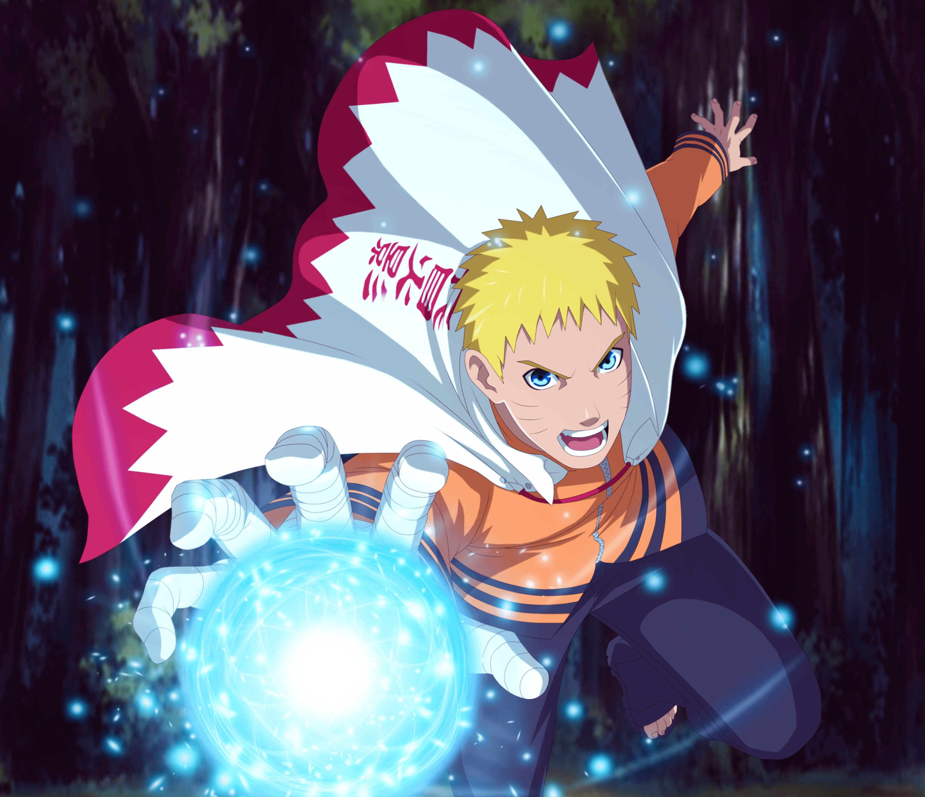 Hokage Naruto in rasengan mode desktop wallpaper