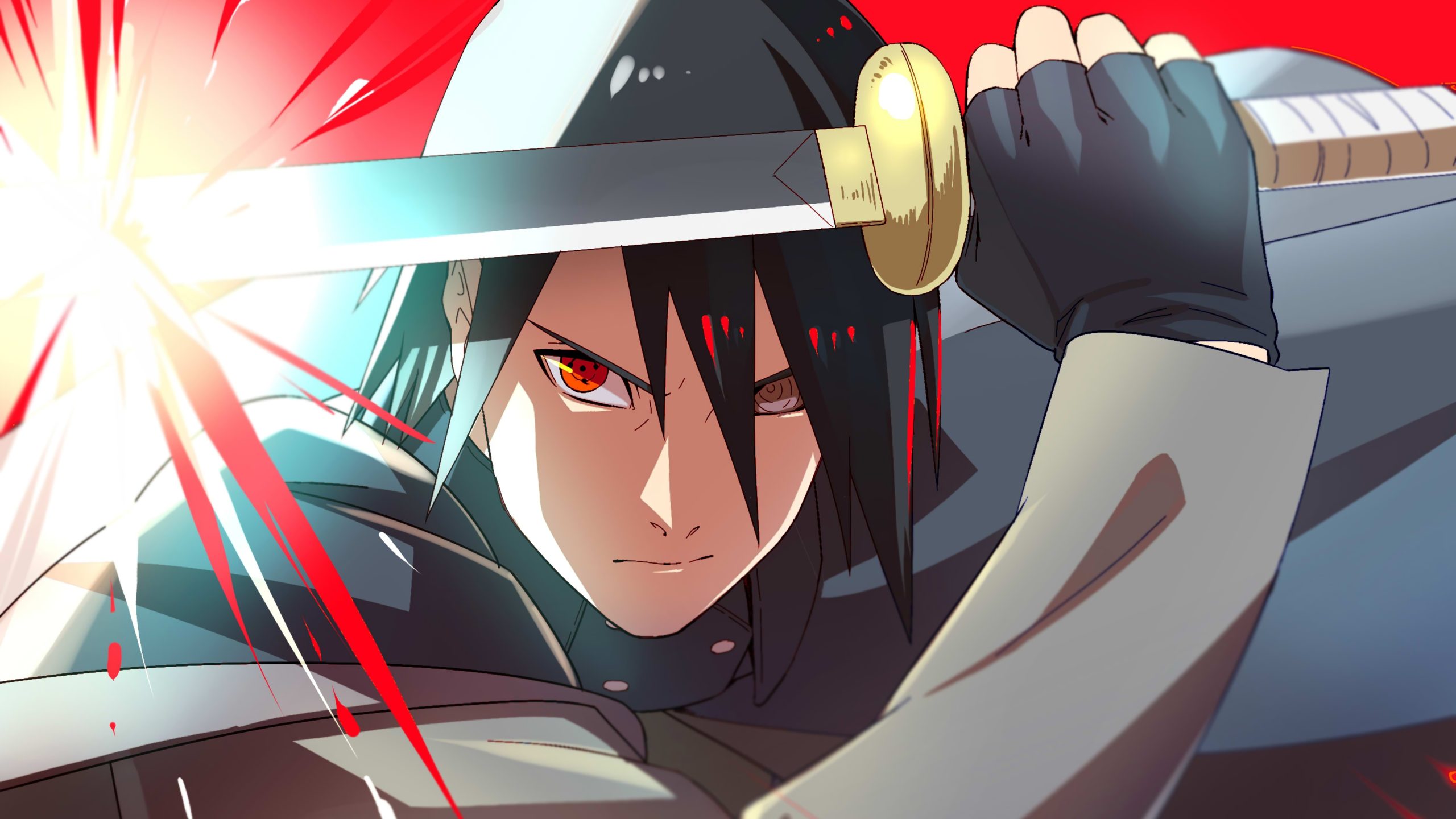 Adult Sasuke In Action Desktop Wallpaper