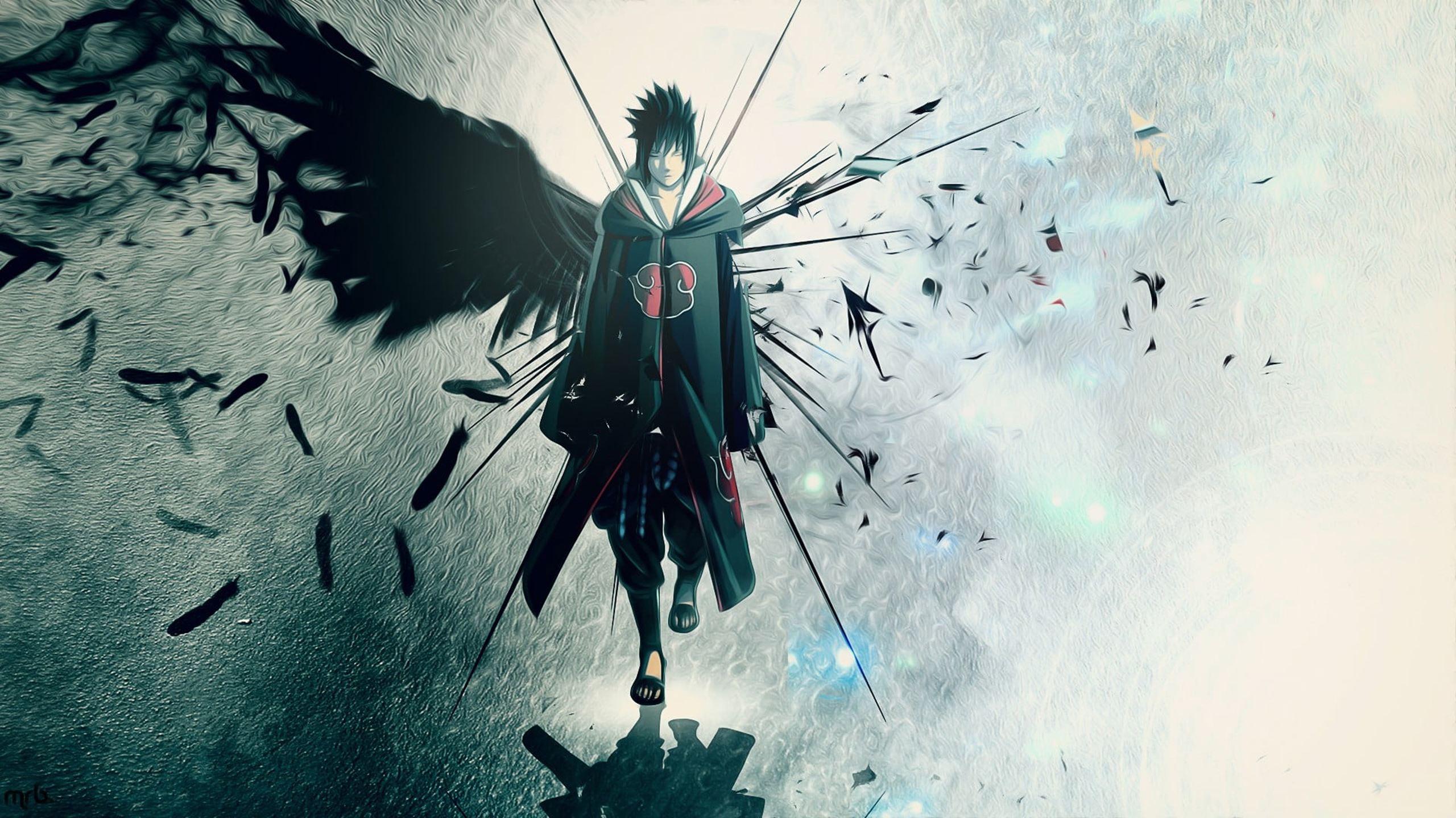 Sasuke in akatsuki cloak desktop wallpaper