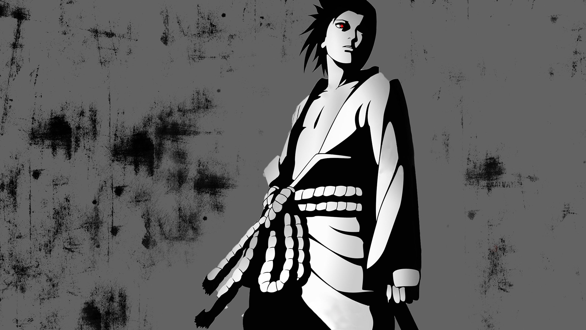 Sasuke Uchiha Black and White Desktop Wallpaper in Naruto Shippuden