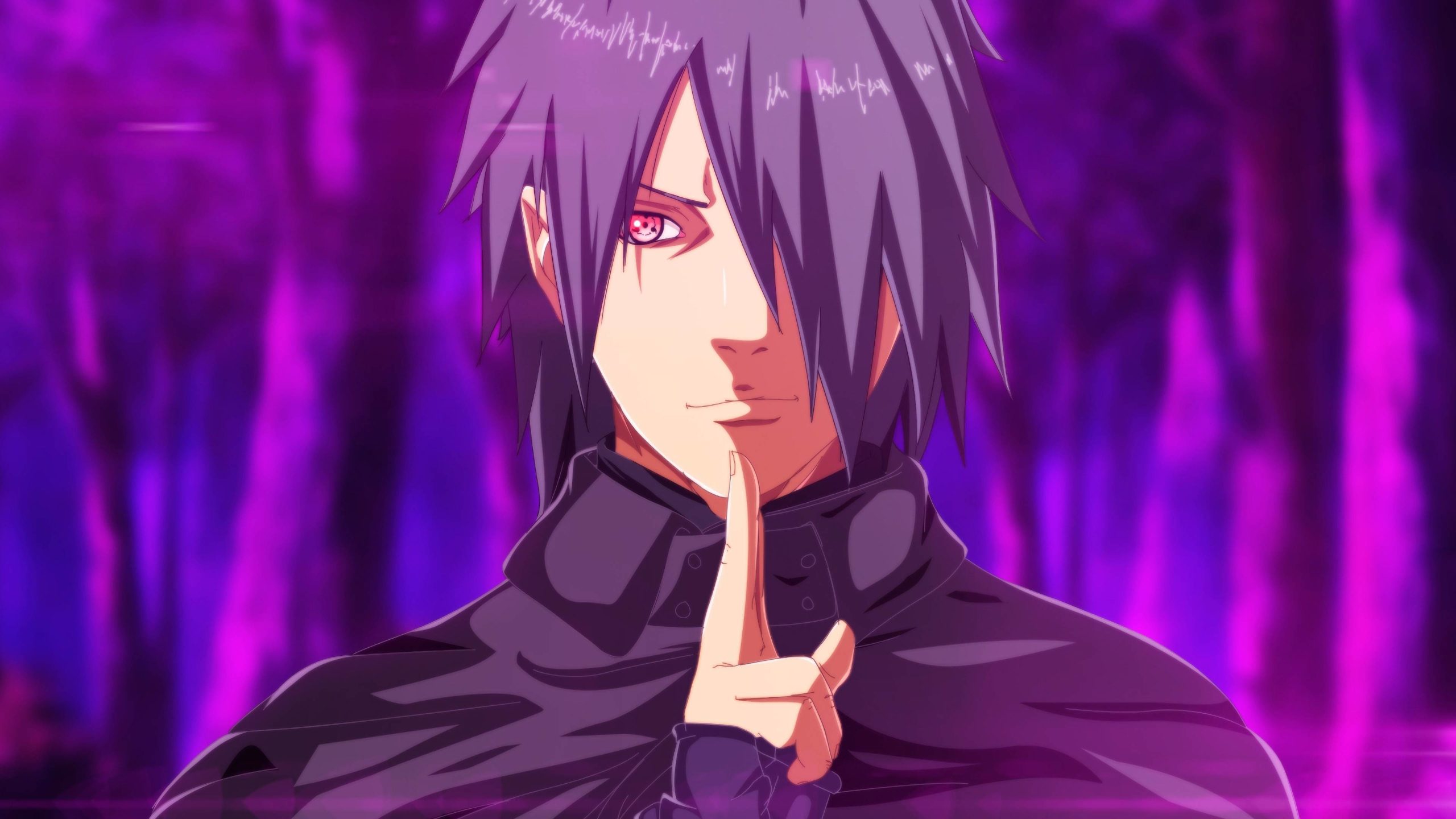 Adult Sasuke Purple Theme Desktop Wallpaper