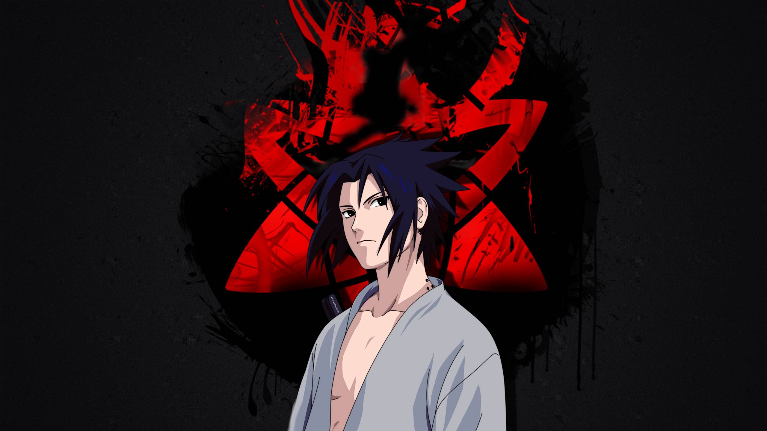 Teen Sasuke Uchiha in shippuden with EMS eyes in the background