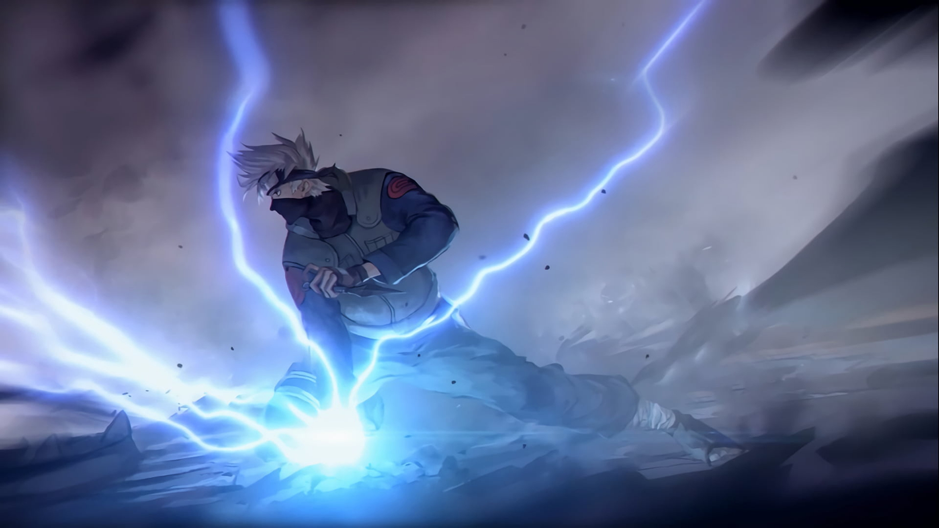 Kakashi using the lightning cutter illustration desktop wallpaper