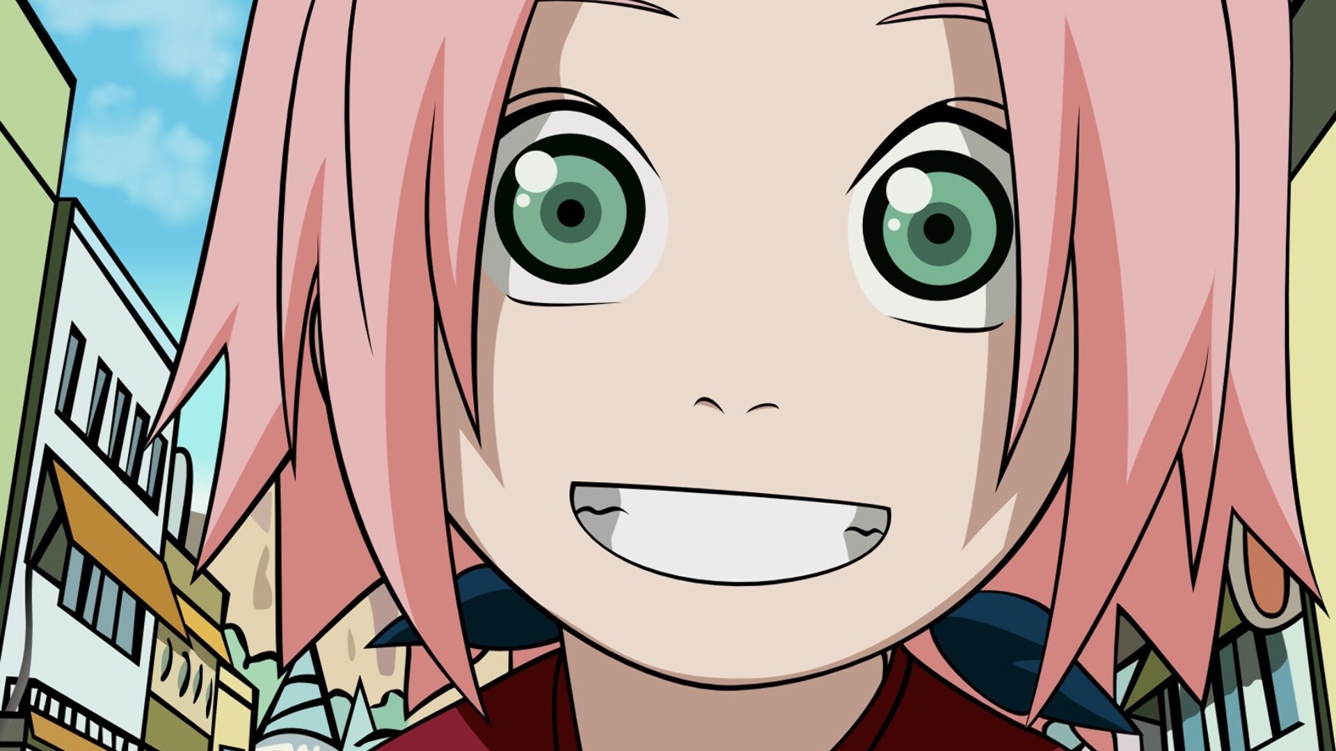 Young Sakura smiling cartoon desktop wallpaper