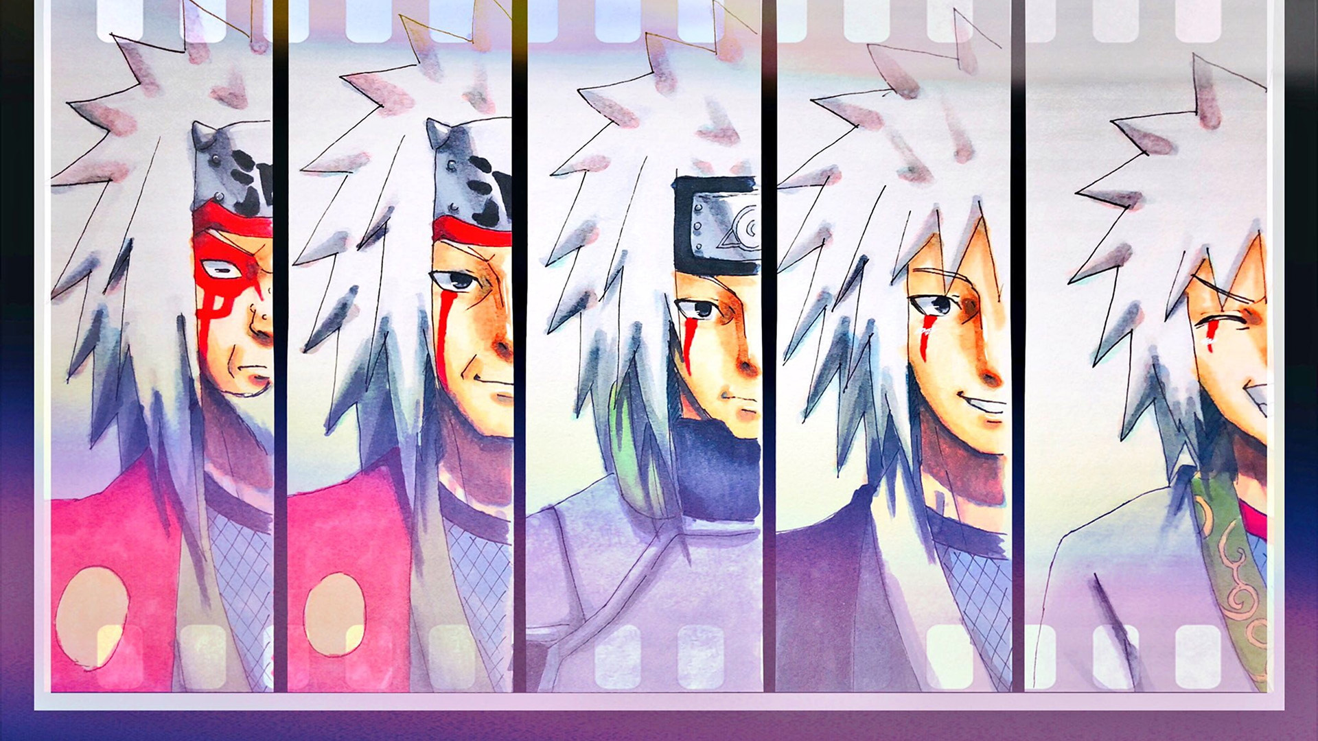 Young Jiraiya evolution to sage mode desktop wallpaper