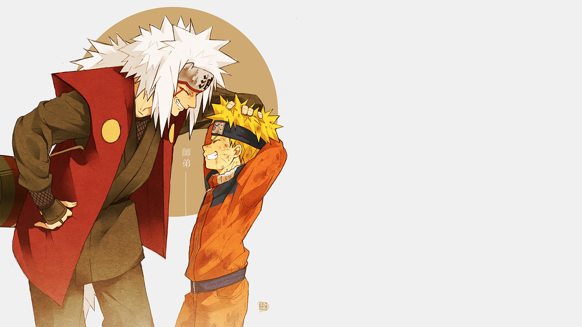Jiraiya and Naruto having a moment desktop wallpaper