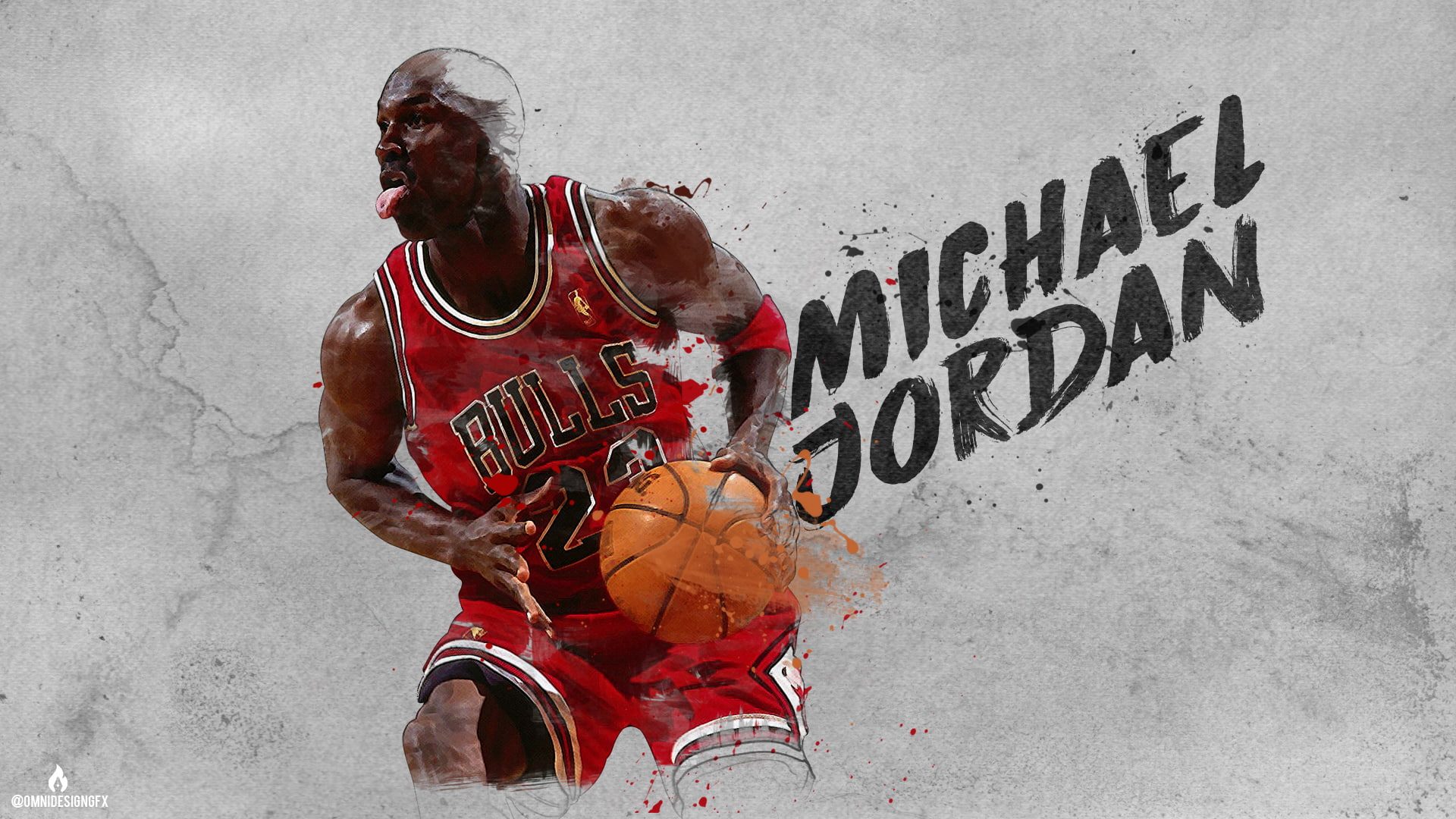 Michael Jordan footwork tongue out desktop wallpaper